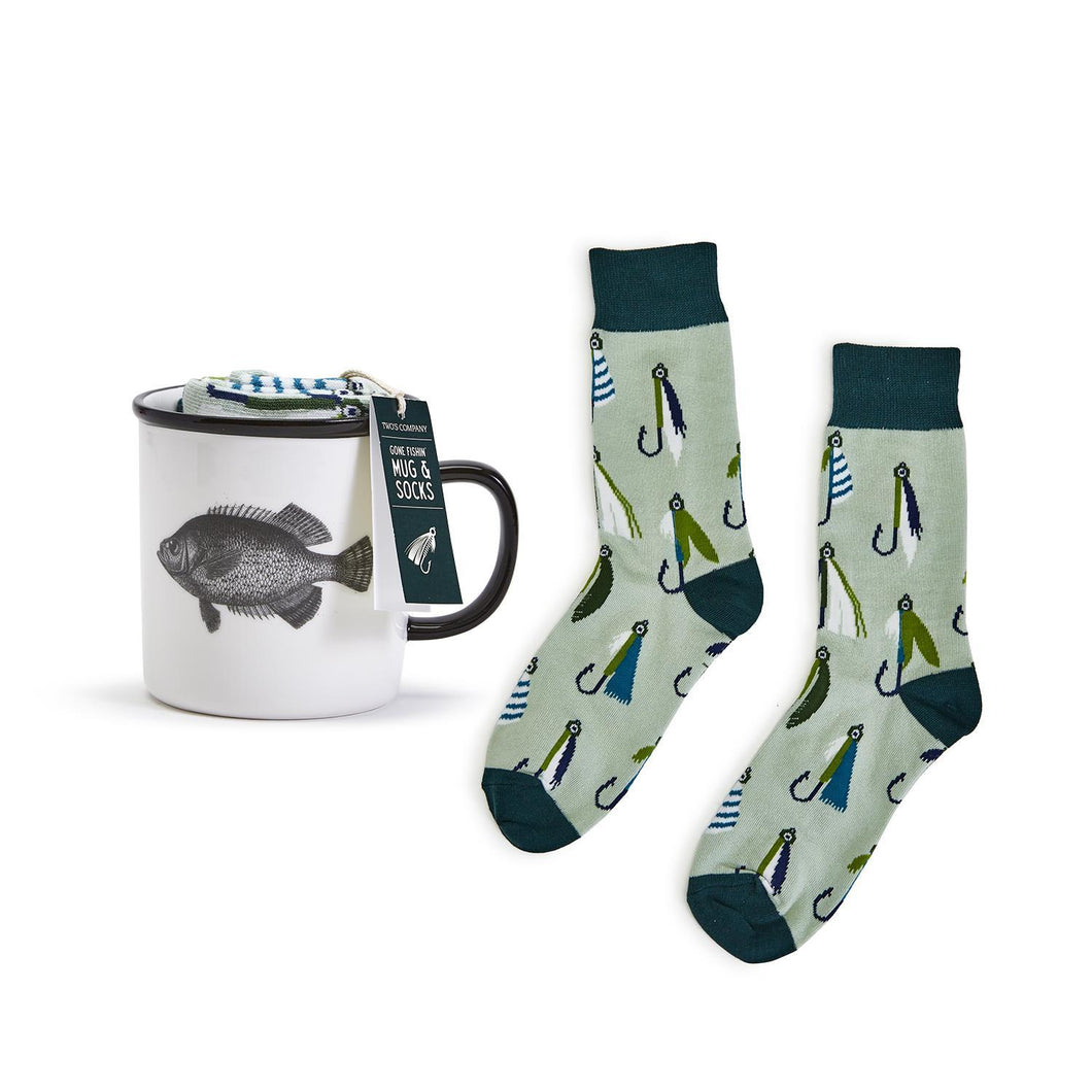 Gone Fishing' Mug & Socks Gift Set