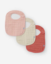 Load image into Gallery viewer, Rose Petal Cotton Muslin Classic Bib -- 3 pack
