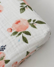 Load image into Gallery viewer, Watercolor Roses Cotton Muslin Changing Pad Cover
