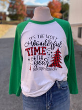 Load image into Gallery viewer, SALE-Most Wonderful Time Holiday Baseball Sleeve Tee
