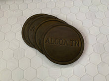 Load image into Gallery viewer, Leather Coaster Set of Four in Tin
