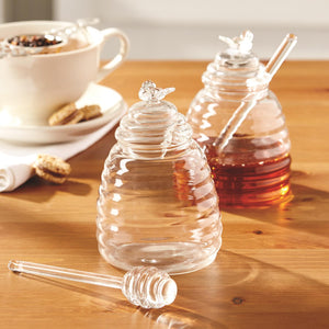 Handblown Glass Honey Pot