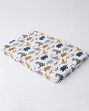 Load image into Gallery viewer, Dino Friends Cotton Percale Crib Sheet
