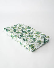 Load image into Gallery viewer, Tropical Leaf Cotton Muslin Changing Pad Cover
