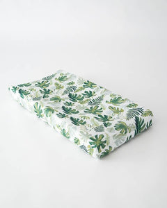 Tropical Leaf Cotton Muslin Changing Pad Cover